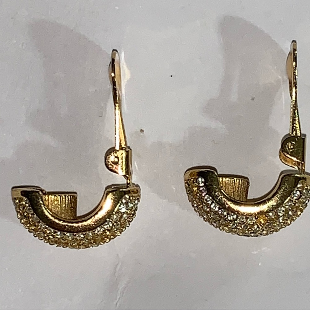vintage CHRISTIAN DIOR clip back huggie EARRINGS w/Swarovski crystals - Picture 10 of 12